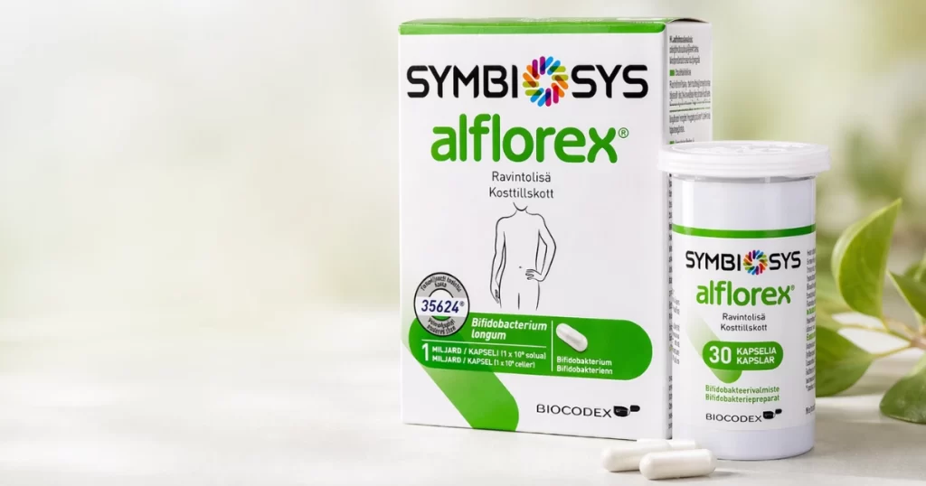 Symbiosys Alflorex ravintolisä pöydällä