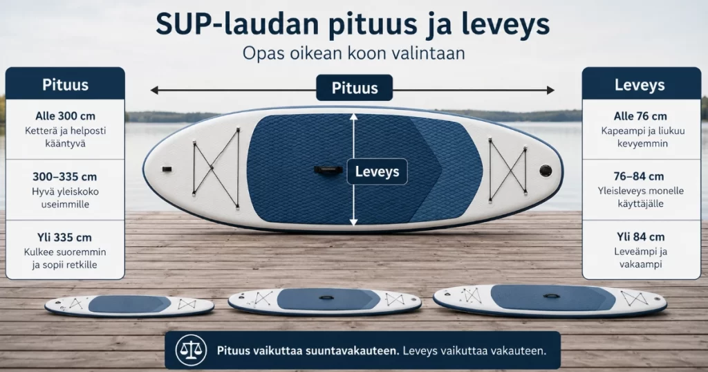 sup-laudan pituus ja leveys