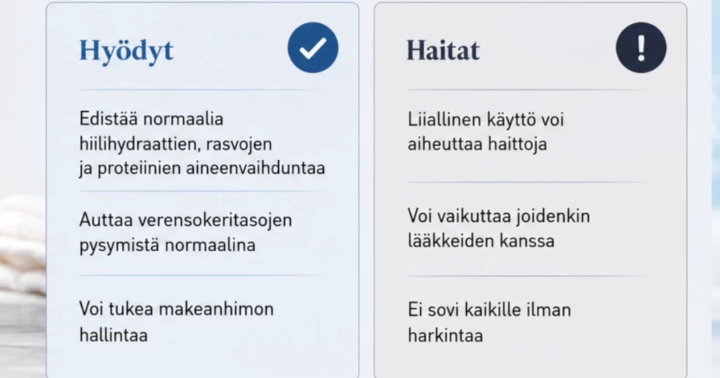 kromi hyödyt ja haitat
