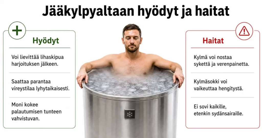 Jääkylpyaltaan hyödyt ja haitat